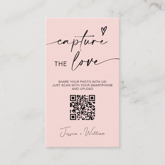 Carte D'accompagnement Mariage Moderne Capturer l'amour Code Qr (Devant)