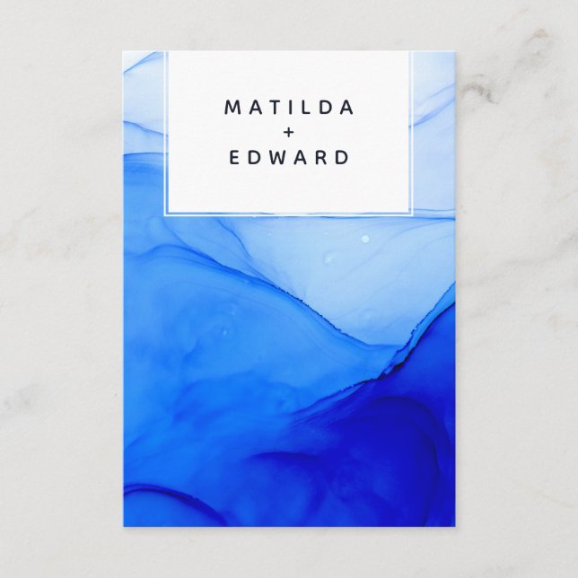 Carte D'accompagnement mariage moderne élégant bleu et blanc (Devant)
