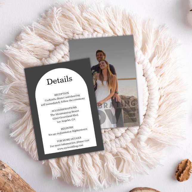 Carte D'accompagnement Mariage Moderne Élégant Photo en Noir et Blanc (Créateur téléchargé)