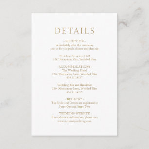 Carte D'accompagnement Mariage moderne Gold Bold