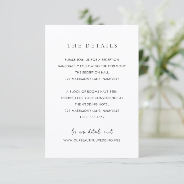 Carte D'accompagnement Mariage Moderne Minimaliste (Debout devant)