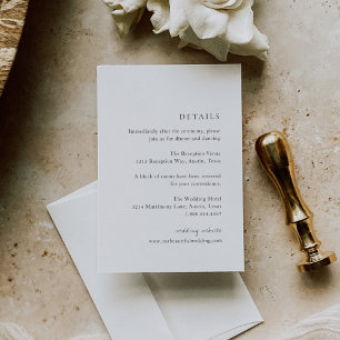 Carte D'accompagnement Mariage moderne minimaliste noir et blanc