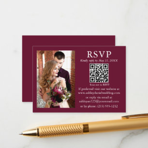 Carte D'accompagnement Mariage moderne minimaliste photo Bourgogne QR RSV