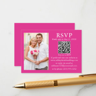 Carte D'accompagnement Mariage moderne minimaliste photo rose chaud QR RS
