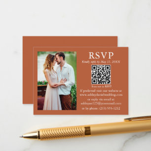 Carte D'accompagnement Mariage Moderne Minimaliste Photo Terracotta QR RS
