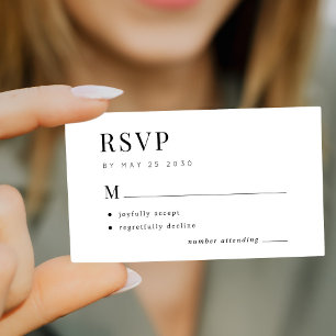 Carte D'accompagnement Mariage moderne noir et blanc budget RSVP