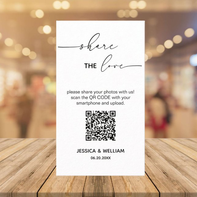 Carte D'accompagnement Mariage Moderne Partagez l'amour Code Qr (Créateur téléchargé)