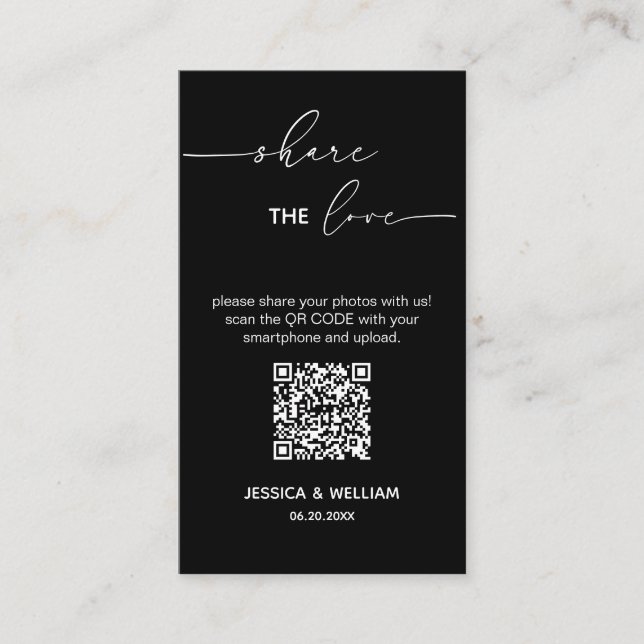 Carte D'accompagnement Mariage Moderne Partagez l'amour Code Qr (Devant)