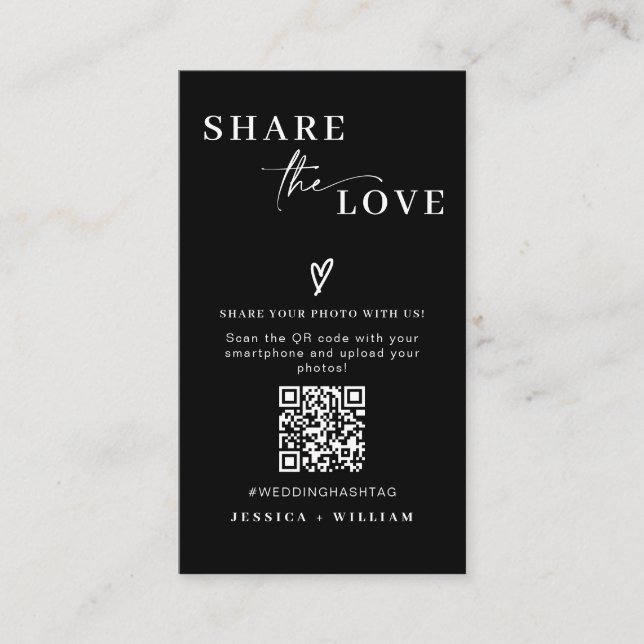 Carte D'accompagnement Mariage moderne Partagez l'amour QR Code (Devant)