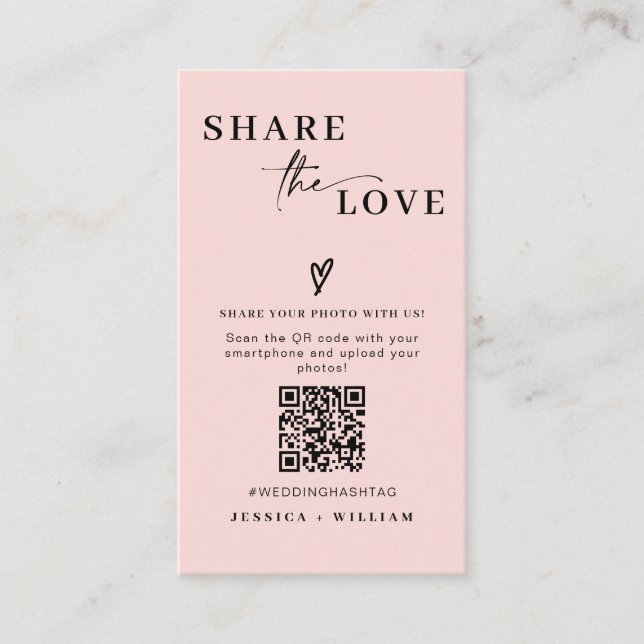 Carte D'accompagnement Mariage moderne Partagez l'amour QR Code (Devant)