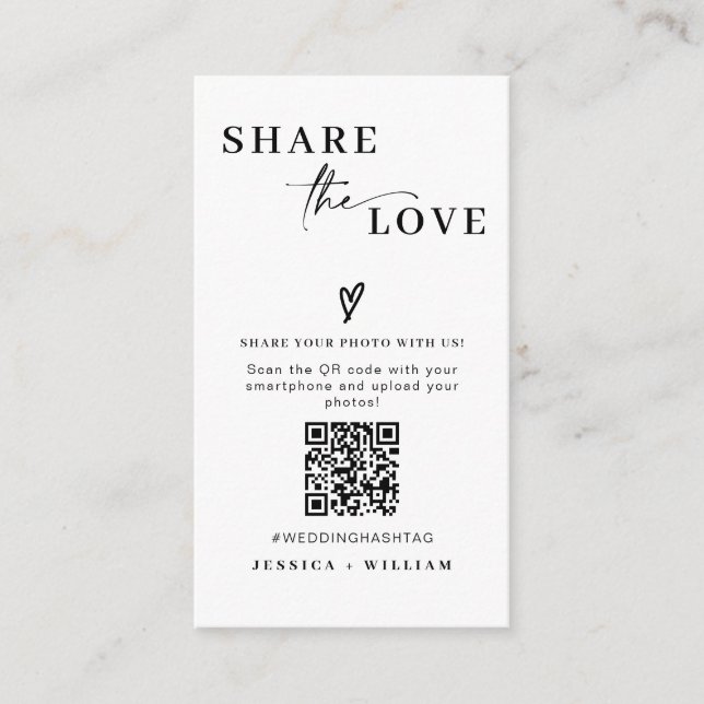 Carte D'accompagnement Mariage moderne Partagez l'amour QR Code (Devant)
