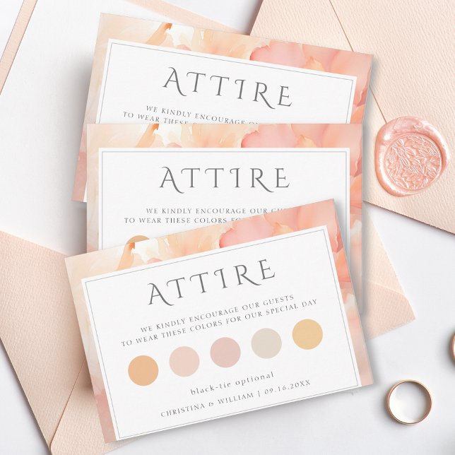 Carte D'accompagnement Mariage moderne Peach Flower Code vestimentaire (Créateur téléchargé)