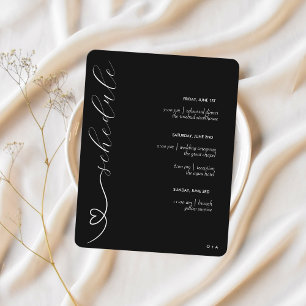 Carte D'accompagnement Mariage moderne Planification et détails Noir