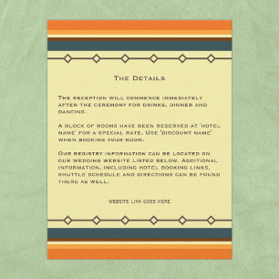 Carte D'accompagnement Mariage moderne rétro du milieu du siècle