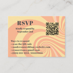 Carte D'accompagnement Mariage moderne rétro RSVP en ligne QR Code photo