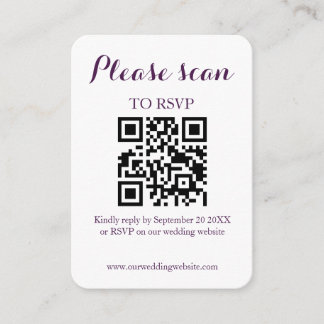 Carte D'accompagnement Mariage Moderne Simple QR Code & RSVP
