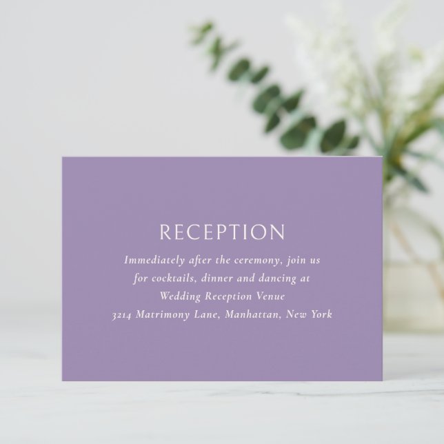Carte D'accompagnement Mariage moderne violet simple (Debout devant)
