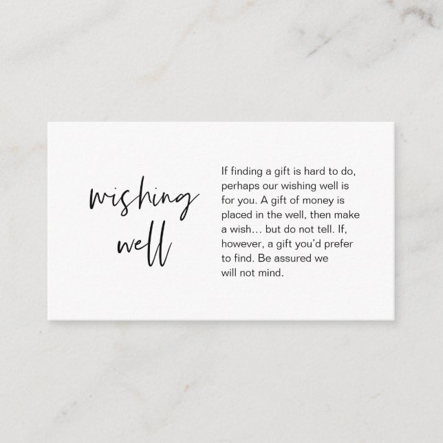 Carte D'accompagnement Mariage moderne Wishing well, Don d'argent Enclos (Devant)
