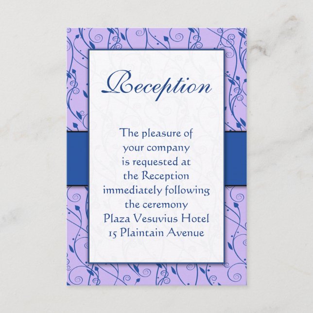 Carte D'accompagnement Mariage Monogram Royal Blue Lilac Swirl (Devant)