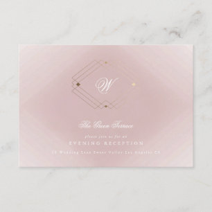 Carte D'accompagnement Mariage Monogramme rose Rose doré classique