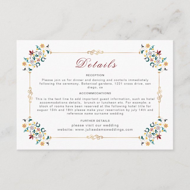 Carte D'accompagnement Mariage Motif classique complexe de géométrie vint (Devant)
