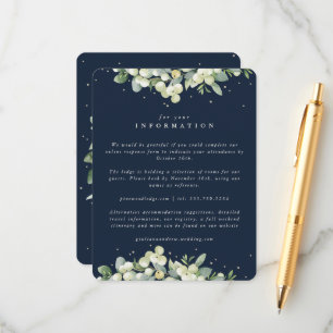 Carte D'accompagnement Mariage Navy Snowberry + Eucalyptus : détails aux 