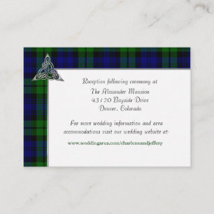 Carte D'accompagnement Mariage noir de plaid de tartan de montre