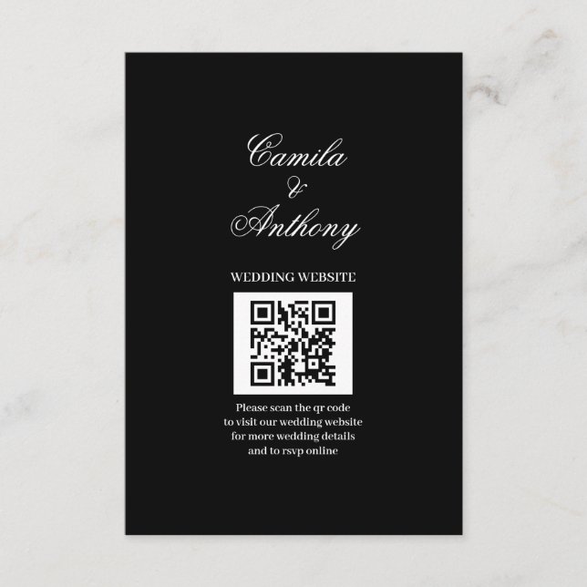 Carte D'accompagnement Mariage noir et blanc (Devant)