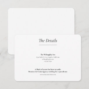 Carte D'accompagnement Mariage noir et blanc ultra minimaliste