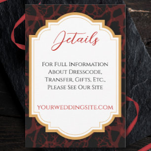 Carte D'accompagnement Mariage noir et gothique rouge