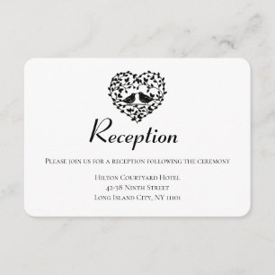 Carte D'accompagnement Mariage Noir Réception Amoureux Fleur Heart