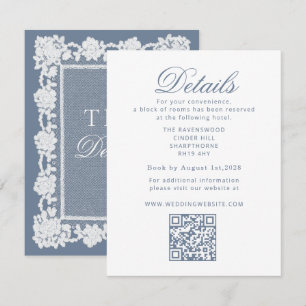 Carte D'accompagnement Mariage Old Money Dusty Blue Broderie QR Détails