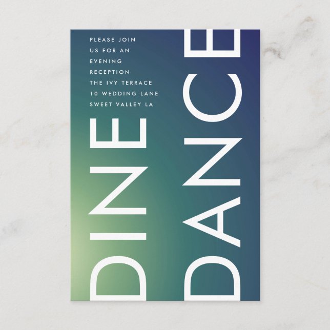 Carte D'accompagnement Mariage Ombre Vert Vert Ultra Moderne (Devant)