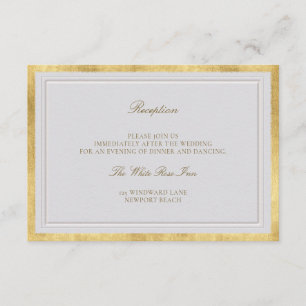 Carte D'accompagnement Mariage Or Élégant Formel de Réception