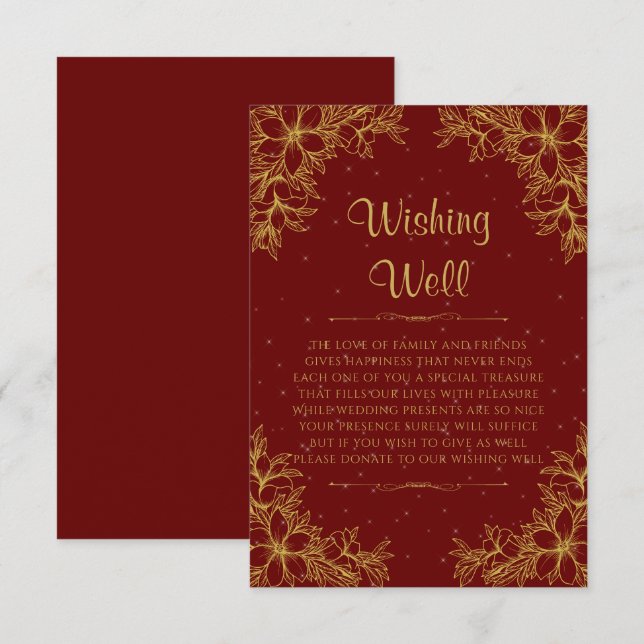 Carte D'accompagnement Mariage Orné Or Wishing well (Devant / Derrière)