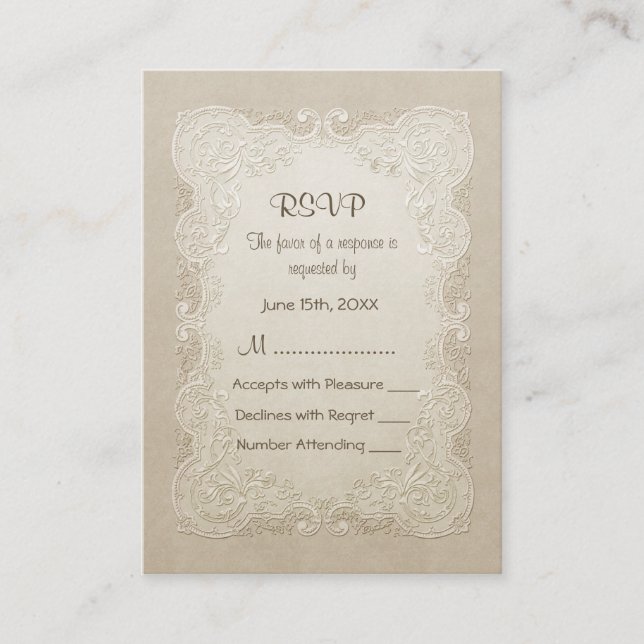 Carte D'accompagnement Mariage papillon de dentelle florale (Devant)
