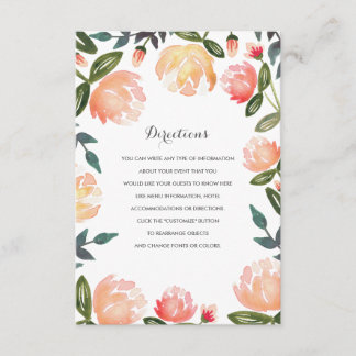 Carte D'accompagnement Mariage Peach Peonies Insérer
