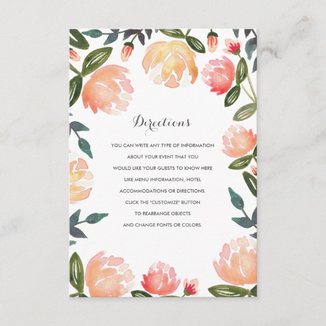Carte D'accompagnement Mariage Peach Peonies Insérer (Devant)