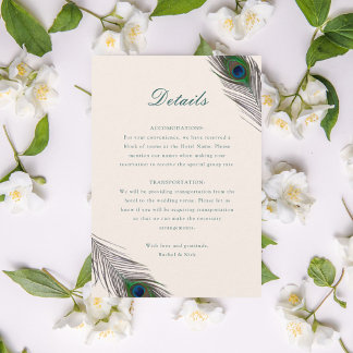 Carte D'accompagnement Mariage Peacock vintage