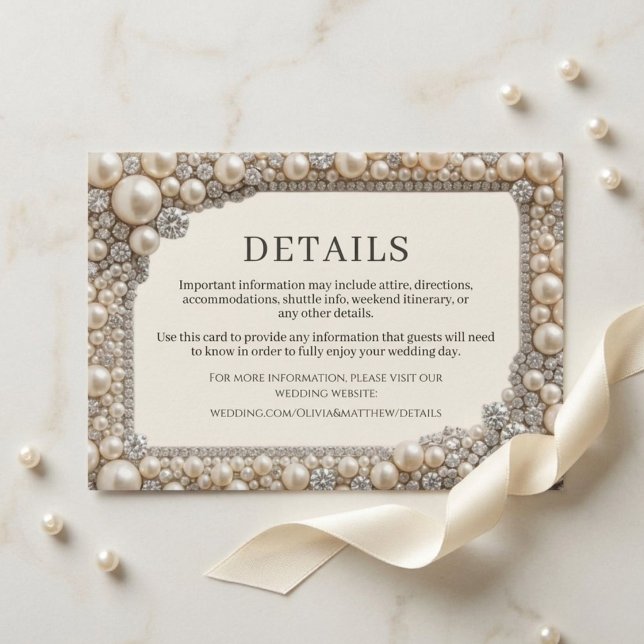 Carte D'accompagnement Mariage Perles Élégantes (Créateur téléchargé)