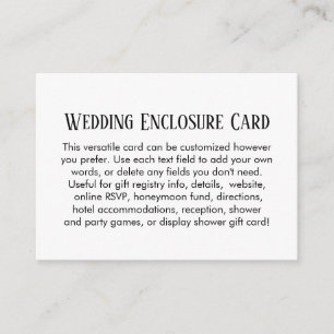 Carte D'accompagnement Mariage personnalisé DO-IT-YOURSELF simple Noir &