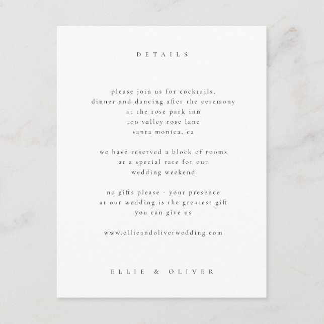 Carte D'accompagnement Mariage photo Boho noir et blanc Moderne (Devant)