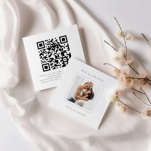 Carte D'accompagnement Mariage photo Carré moderne QR Code RSVP