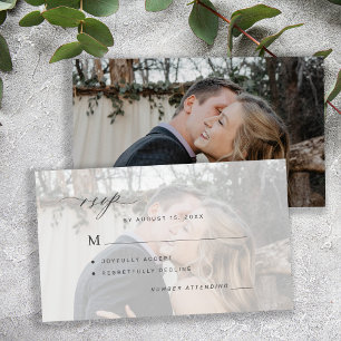 Carte D'accompagnement Mariage photo en noir et blanc simple RSVP