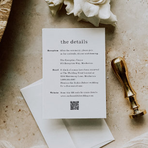 Carte D'accompagnement Mariage photo minimaliste moderne QR Code
