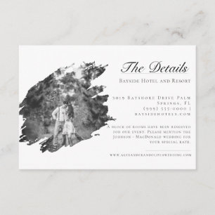 Carte D'accompagnement Mariage photo moderne Brushstroke   BLANCHE
