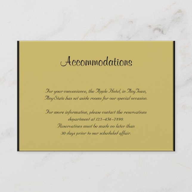 Carte D'accompagnement Mariage Piano Noir et Or (Devant)