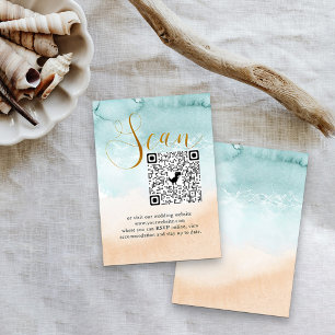 Carte D'accompagnement Mariage plage en ligne RSVP QR Code