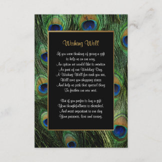 Carte D'accompagnement Mariage Plume de Paon - Souhaits de bonheur