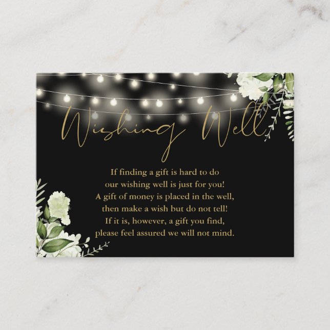 Carte D'accompagnement Mariage Puits De Vœux De Verdure Noir Et Or (Devant)